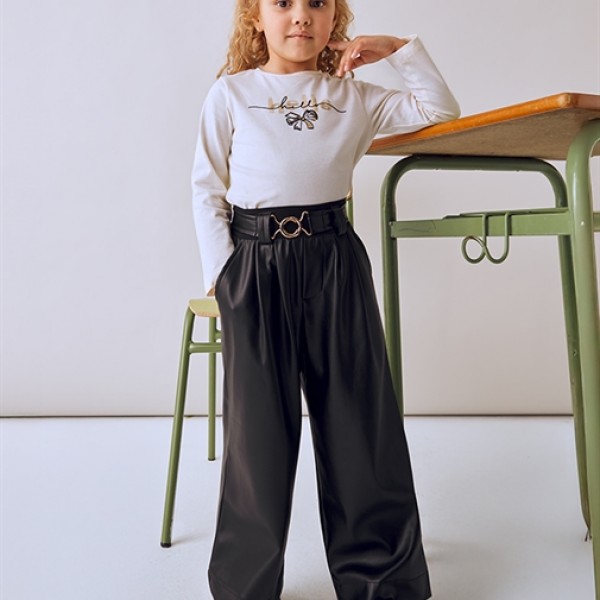 Παντελονι μακρυ pu wide leg